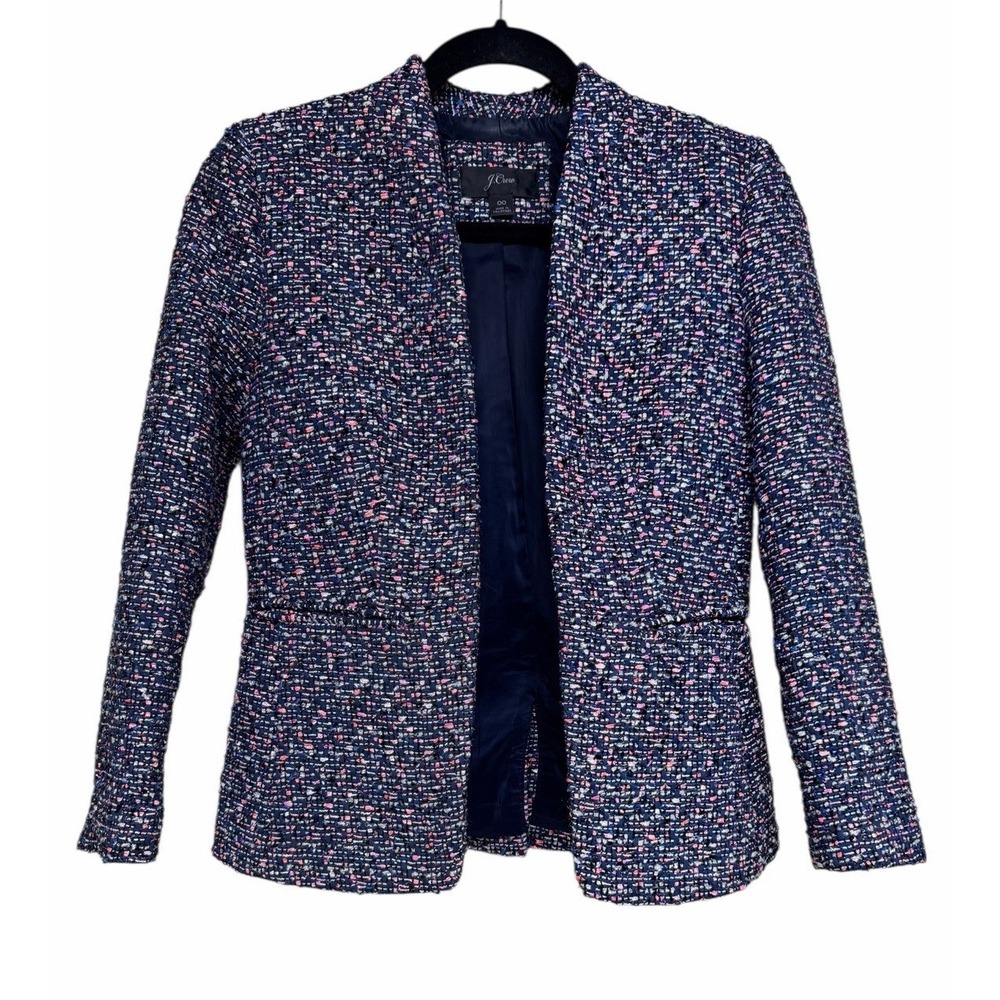 J Crew Going Out Blazer in Pink Confetti Tweed Women's Size 00